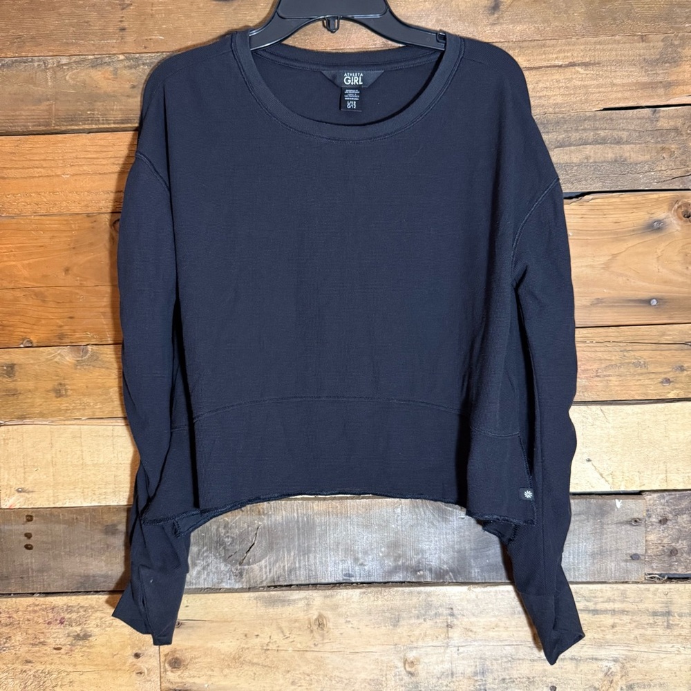 Athleta Girl‎ Rib Crop Top Long Sleeve Black size Large 12